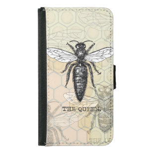 Queen Bee Bug Insect Antique Illustration Samsung Galaxy S5 Wallet Case