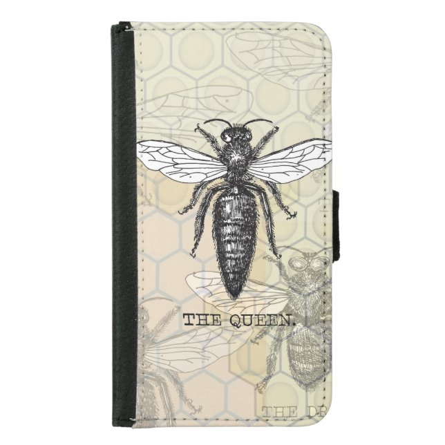 Queen Bee Bug Insect Antique Illustration Samsung Galaxy Wallet Case (Front)