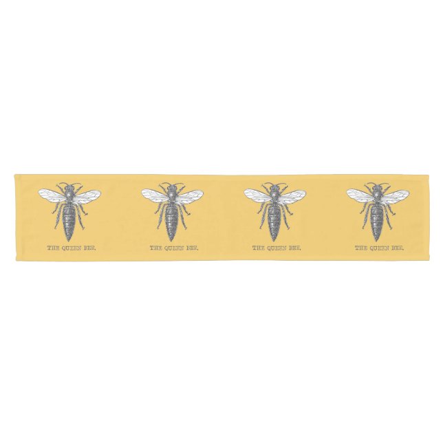 Queen Bee Bug Insect Antique Illustration Short Table Runner (Horizontal)