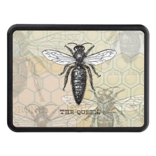 Queen Bee Bug Insect Antique Illustration Trailer Hitch Cover