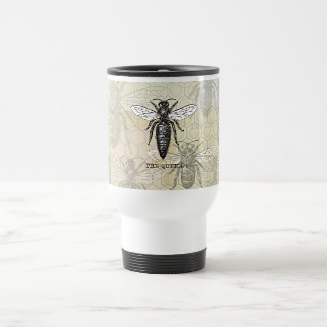 Queen Bee Bug Insect Antique Illustration Travel Mug (Center)