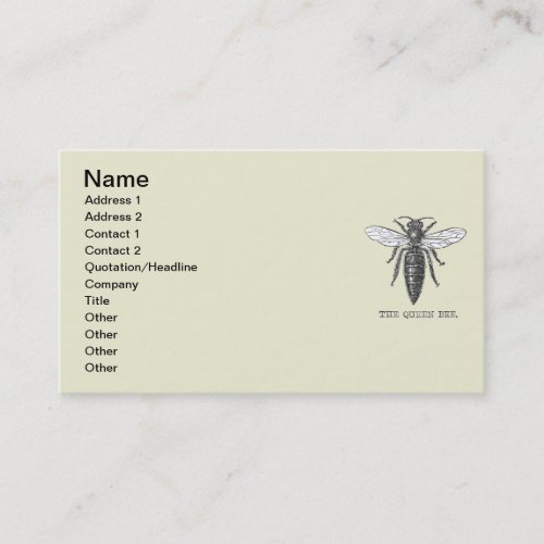 Queen Bee Bug Insect Bees Illustration Business Card