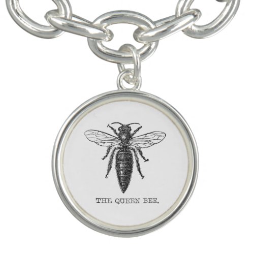 Queen Bee Bug Insect Bees Illustration Charm Bracelet
