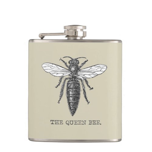 Queen Bee Bug Insect Bees Illustration Flask
