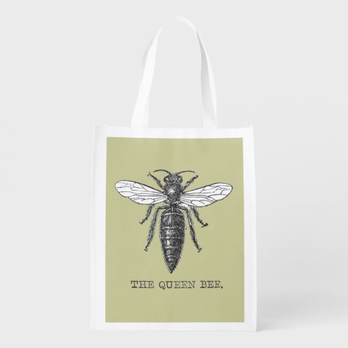 Queen Bee Bug Insect Bees Illustration Grocery Bag