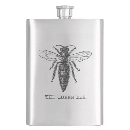 Queen Bee Bug Insect Bees Illustration Hip Flask