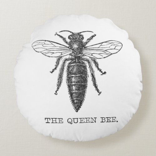 Queen Bee Bug Insect Bees Illustration Round Pillow