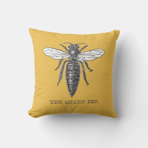 Queen Bee Bug Insect Bees Illustration Throw Pillow