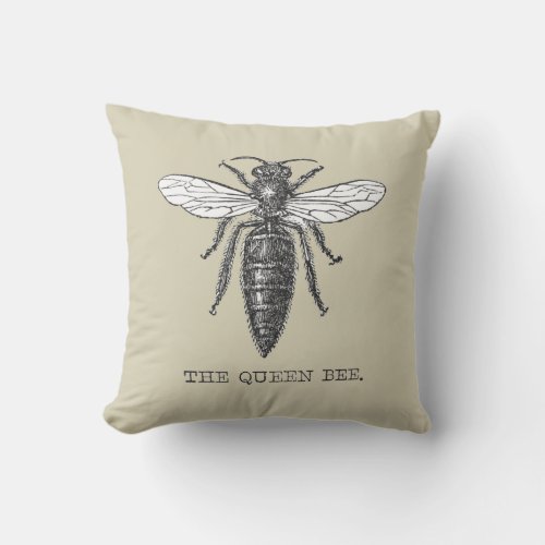 Queen Bee Bug Insect Bees Illustration Throw Pillow