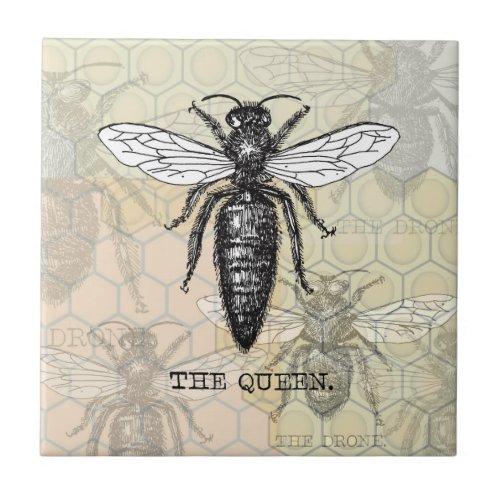 Queen Bee Bug Insect Bees Illustration Tile