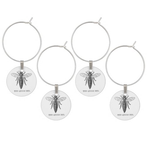 Queen Bee Bug Insect Bees Illustration Wine Charm