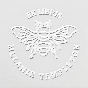 Queen Bee Bumblebee Ex Libris Name Round Embosser