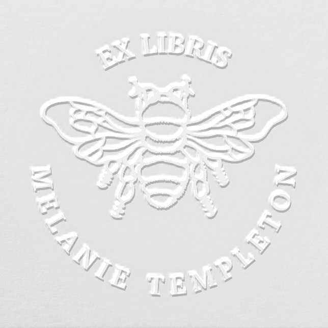 Queen Bee Bumblebee Ex Libris Name Round Embosser (Design)