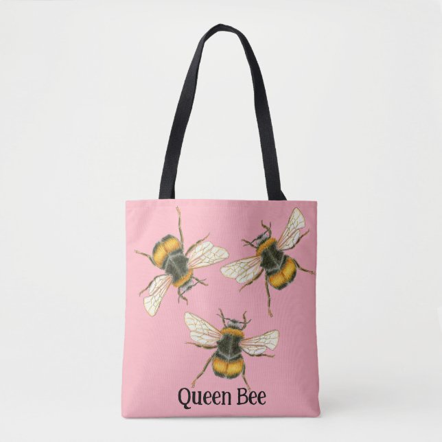 Queen Bee Bumblee Bee Customizable Illustration Tote Bag (Front)