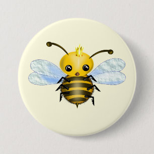 Queen Bee Button - Your Color - Text