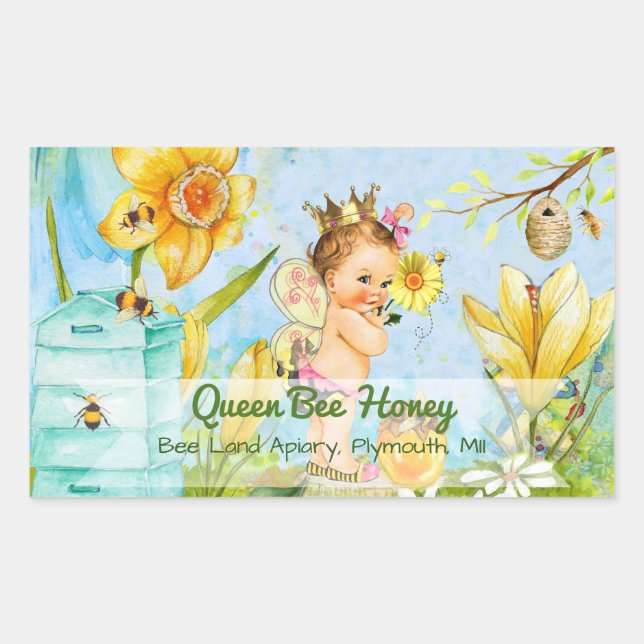 Queen Bee Canning Labe Rectangular Sticker (Front)