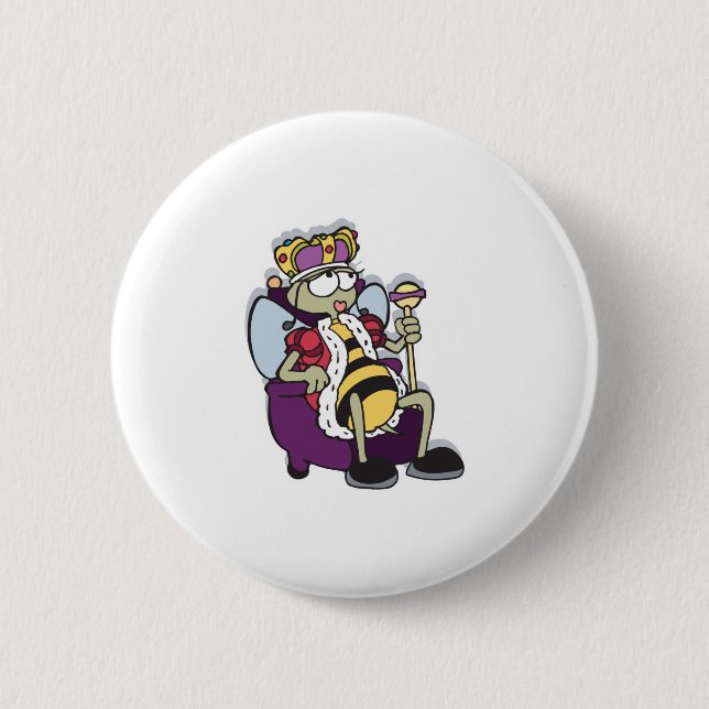 queen bee cartoon pinback button (Front)