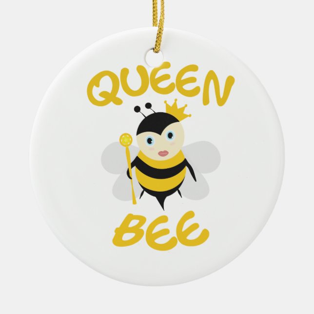 Queen Bee Ceramic Ornament (Front)