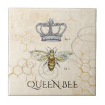 Queen Bee Ceramic Tile<br><div class="desc">"Queen Bee" reads the text on this tile featuring an illustration of a crown and a bee.  Gift idea for Mother's Day,  birthdays and other special occasions.</div>