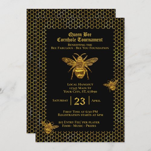 Queen Bee Cornhole Tournament Fundraiser  Invitation