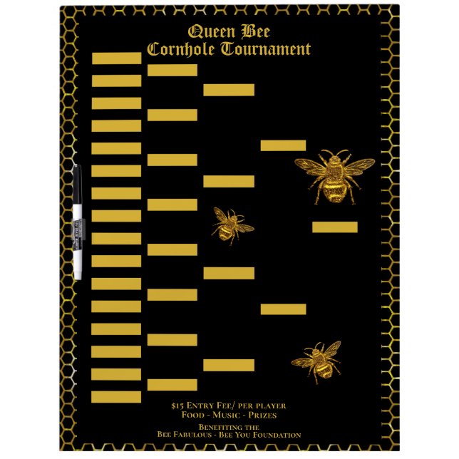 Queen Bee Cornhole Tournament Score Board (Front)
