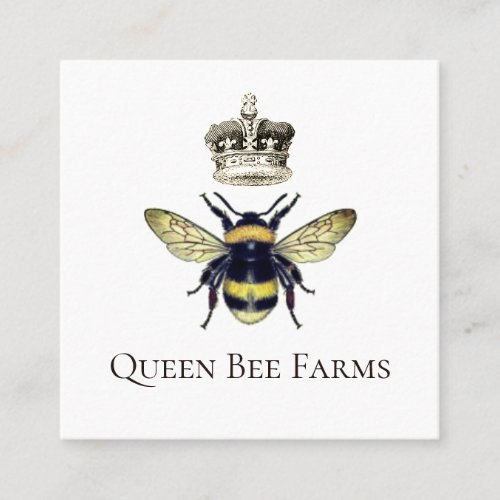 Queen Bee Crown Apiary Beekeeper Farm Honey Square Business Card