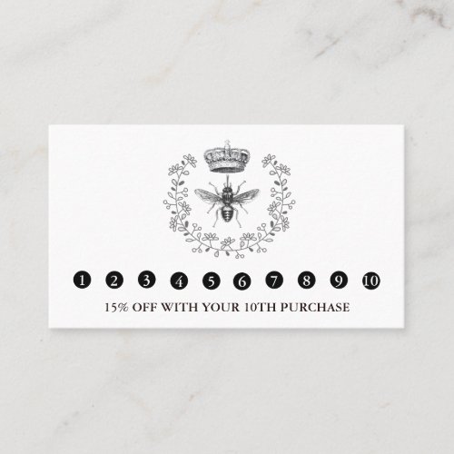 Queen Bee  Crown Apiary Honey Products Farm White Loyalty Card