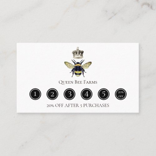 Queen Bee  Crown Apiary Honey Products Farm White Loyalty Card