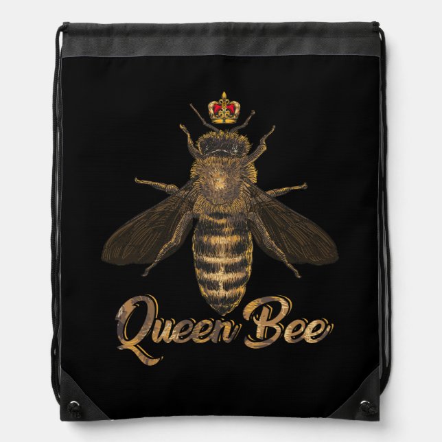 Queen Bee Crown Beekeeping Honey Lover Bee Keeper  Drawstring Bag (Front)