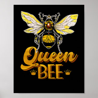 Queen Bee Crown Cute Honey Bee Hive Beekeeping Poster