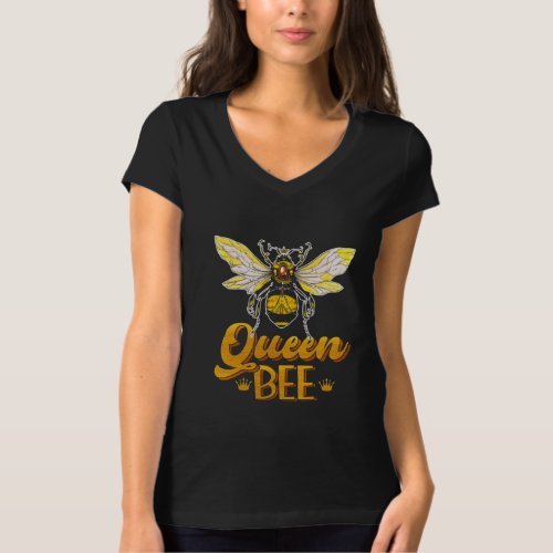 Queen Bee Crown Cute Honey Bee Hive Beekeeping T_Shirt