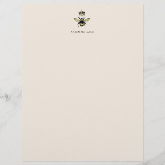 Queen Bee Crown Farm Apiary Honey Letterhead (Front)