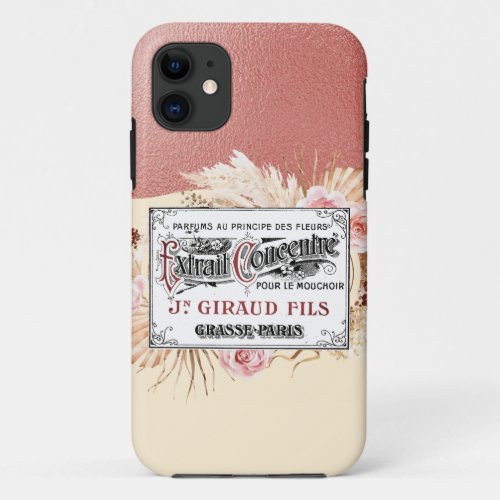 Queen Bee Crown French Antique Rose Gold Pink Foil iPhone 11 Case