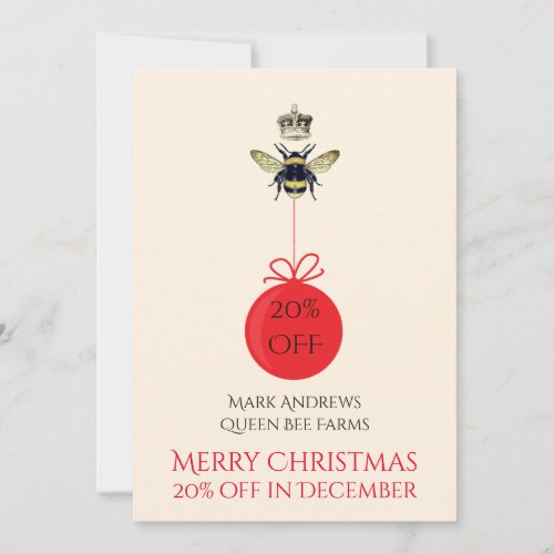Queen Bee Crown Honey ProductBusiness Holiday Card