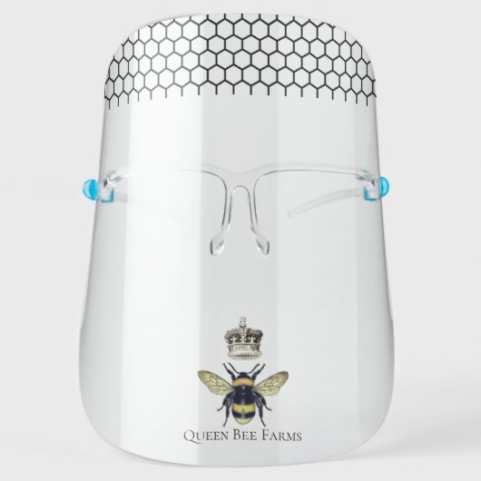 Queen Bee Crown Honeycomb Apiary Beekeeper Farm Face Shield (Front)