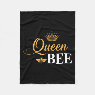 Queen bee crown script feminine nature insect love fleece blanket