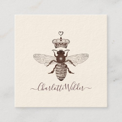 Queen Bee Crown Script Signature Calling Card