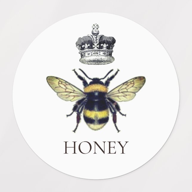 Queen Bee & Crown White Honey Labels (Design 1)