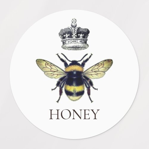 Queen Bee  Crown White Honey Labels