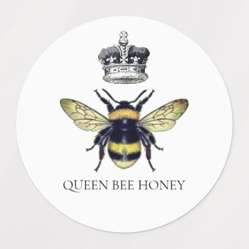 Queen Bee  Crown White Honey Labels