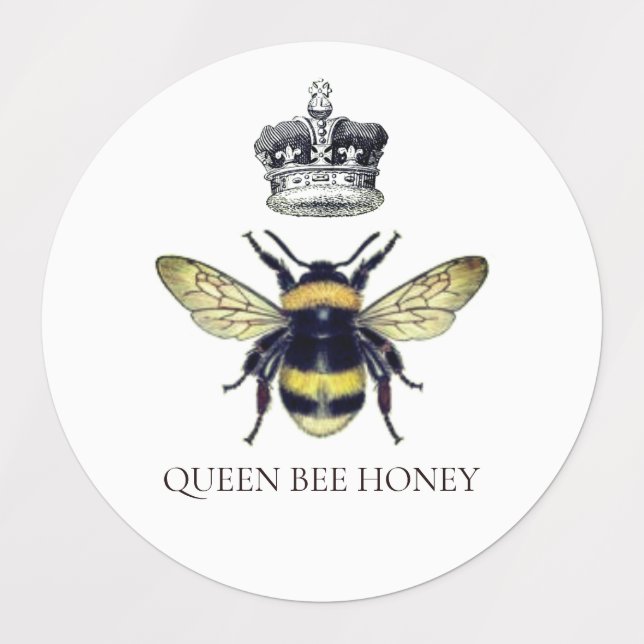 Queen Bee & Crown White Honey Labels (Design 1)