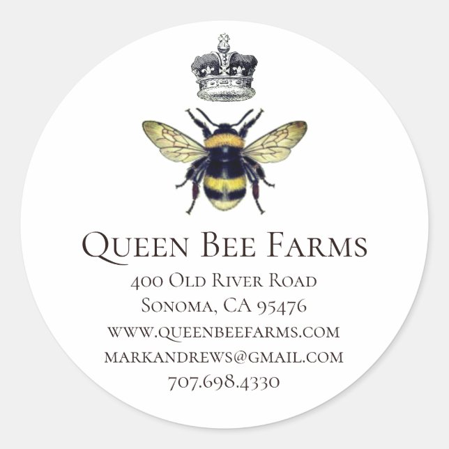 Queen Bee Crown White Labels (Front)