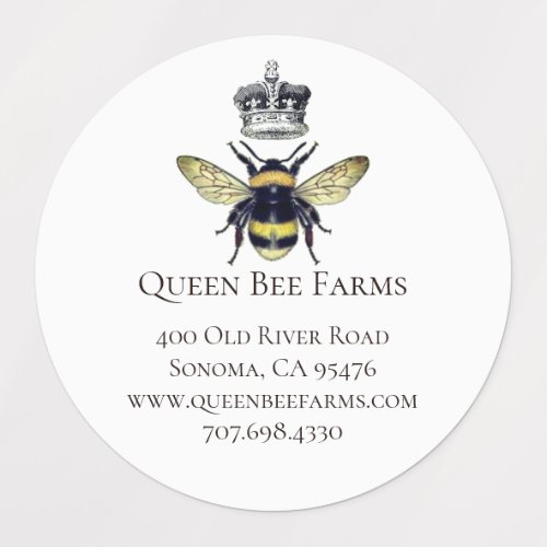Queen Bee  Crown White Labels