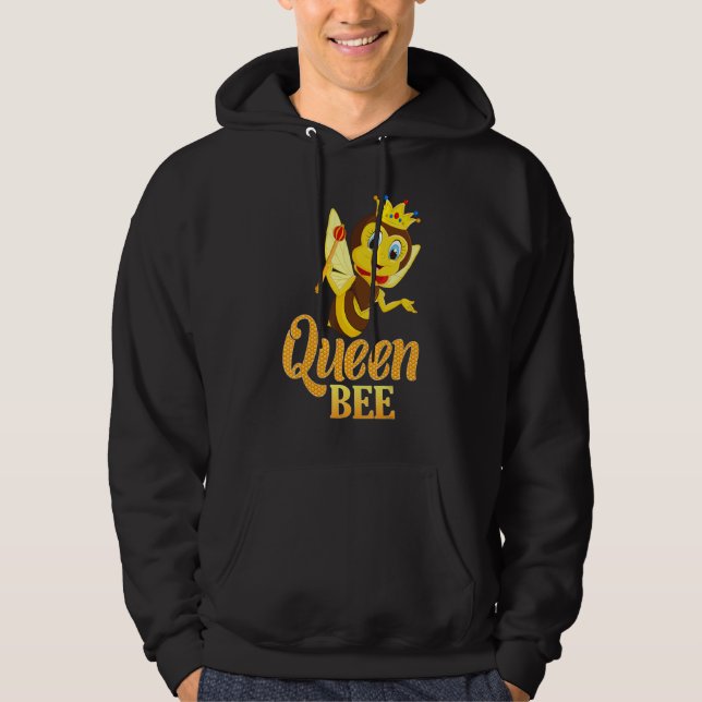 Queen Bee Crown Women Girls Honey Bee Hive Beekeep Hoodie (Front)
