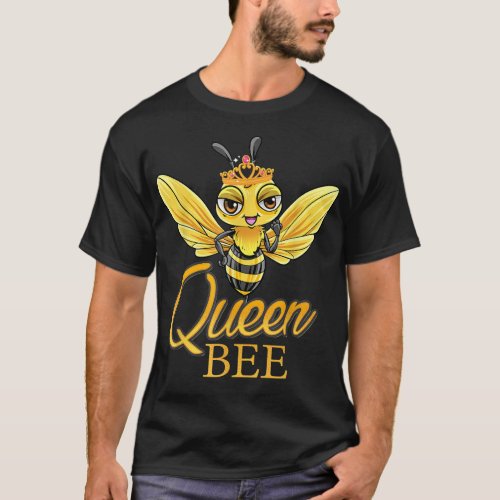 Queen Bee Crown Women Girls Honey Bee Hive Beekeep T_Shirt