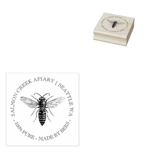 Queen Bee Custom Apiary Honey Address Stamp