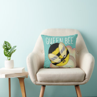 Queen Bee Cute Bumble Bee Personalized Throw Pillow
