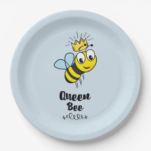Queen Bee Cute Bumble Bee with Crown Paper Plates