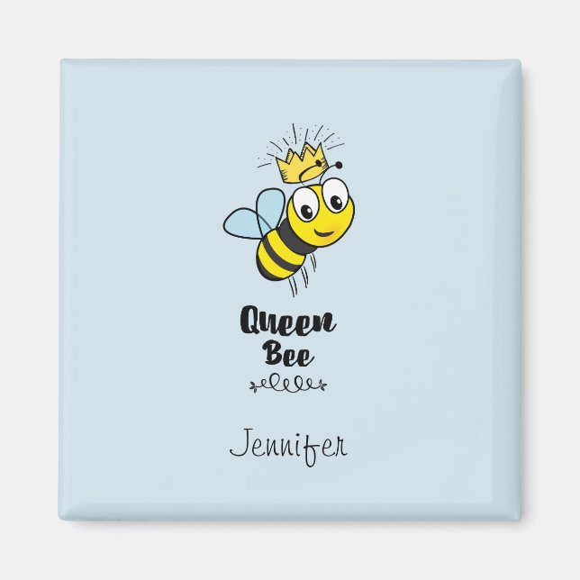 Queen Bee Cute Bumble Bee with Crown Personalized Magnet (Front)
