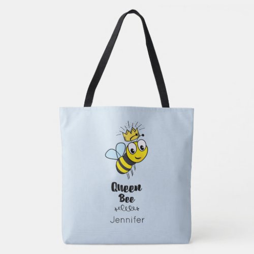 Queen Bee Cute Bumble Bee with Crown Personalized Tote Bag
